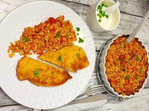 Schnitzel, Vegetable Rice