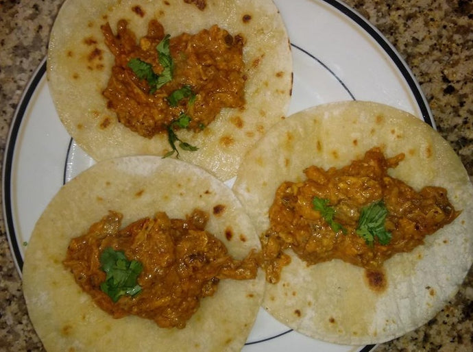 Chicken Tacos, Rice, Beans